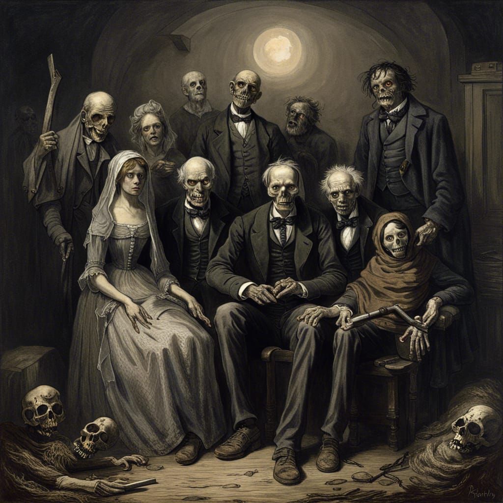 Undead Family Portrait in Gothic Horror Style