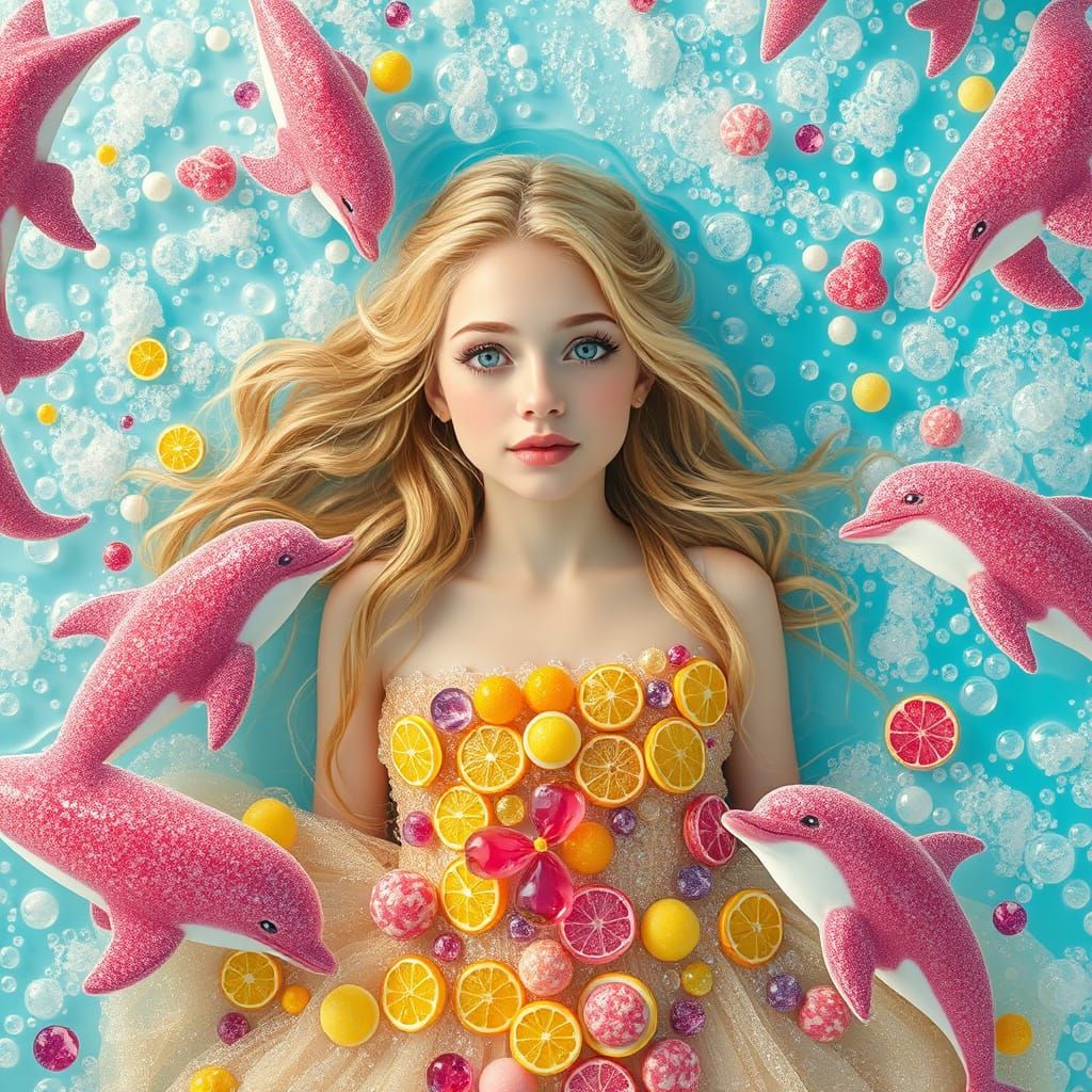 Dreamlike Soda Ocean Scene in Whimsical Style