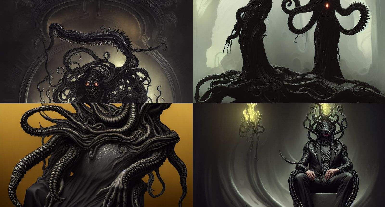 Lovecraftian Demon on Throne, Hyperdetailed Concept Art