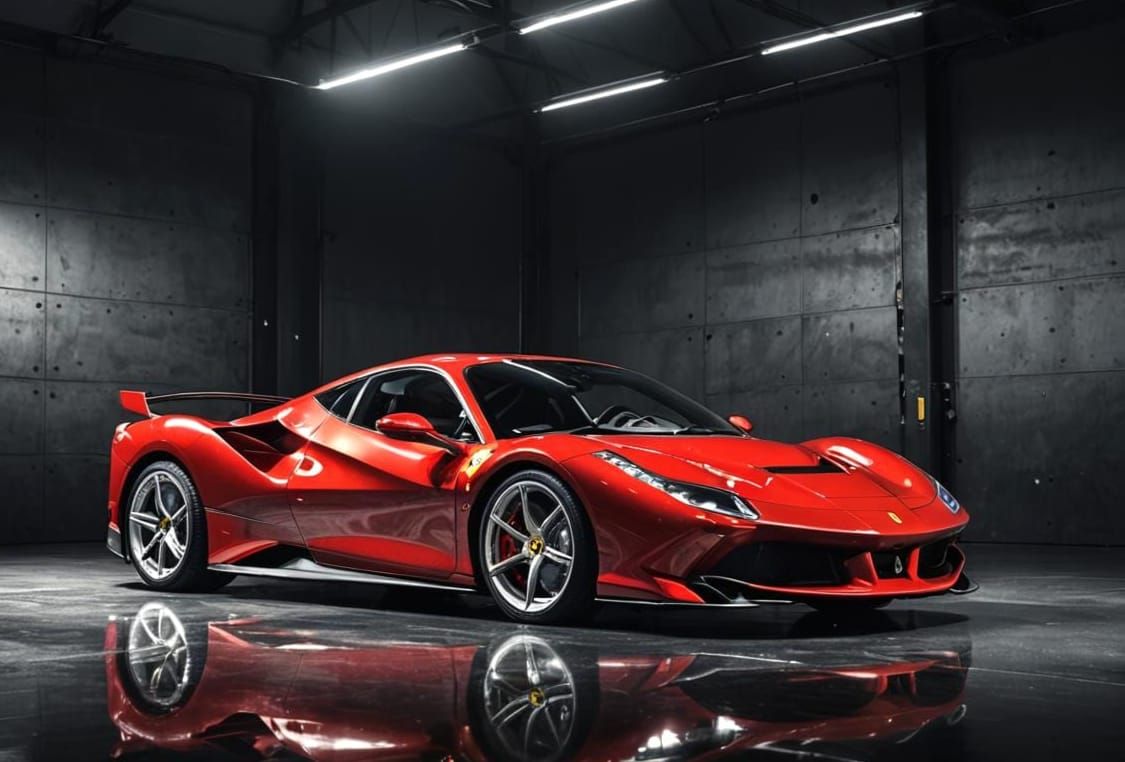 Ferrari F80 in Vibrant Rot as Seen from Behind