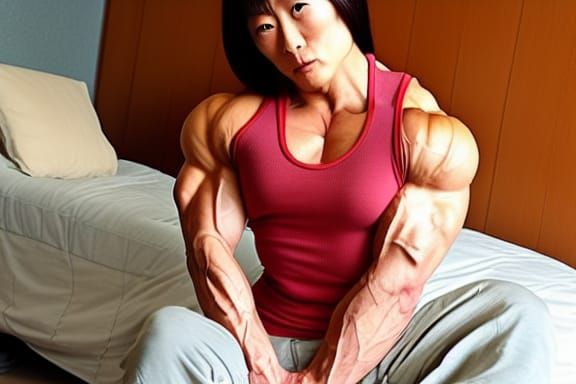 Muscular Japanese Female Bodybuilder with Ripped Physique