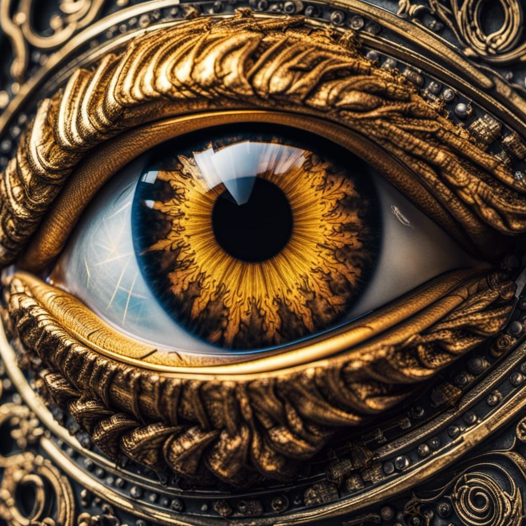 Hyperrealistic Golden Eye with Intricate Details