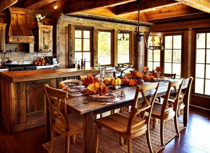 Cottagecore Thanksgiving Kitchen in Autumn Colors