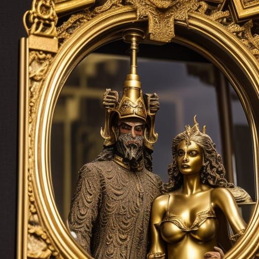 Detailed Statue of Mephistopheles and Margaretta