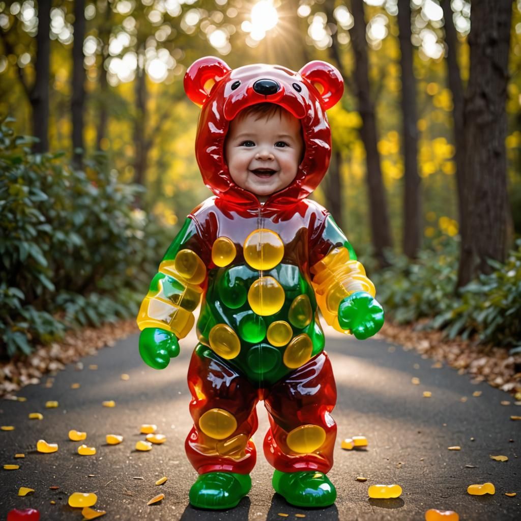 Toddler in Gummy Bear Costume, Professional Photography