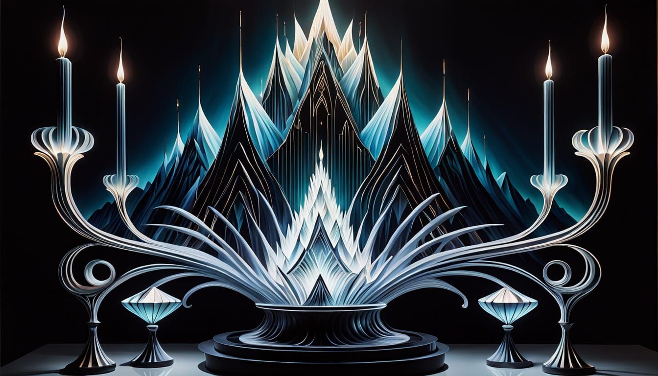 Smokey Candelabra Mountain: Retro-Futuristic Pop Art Deco
