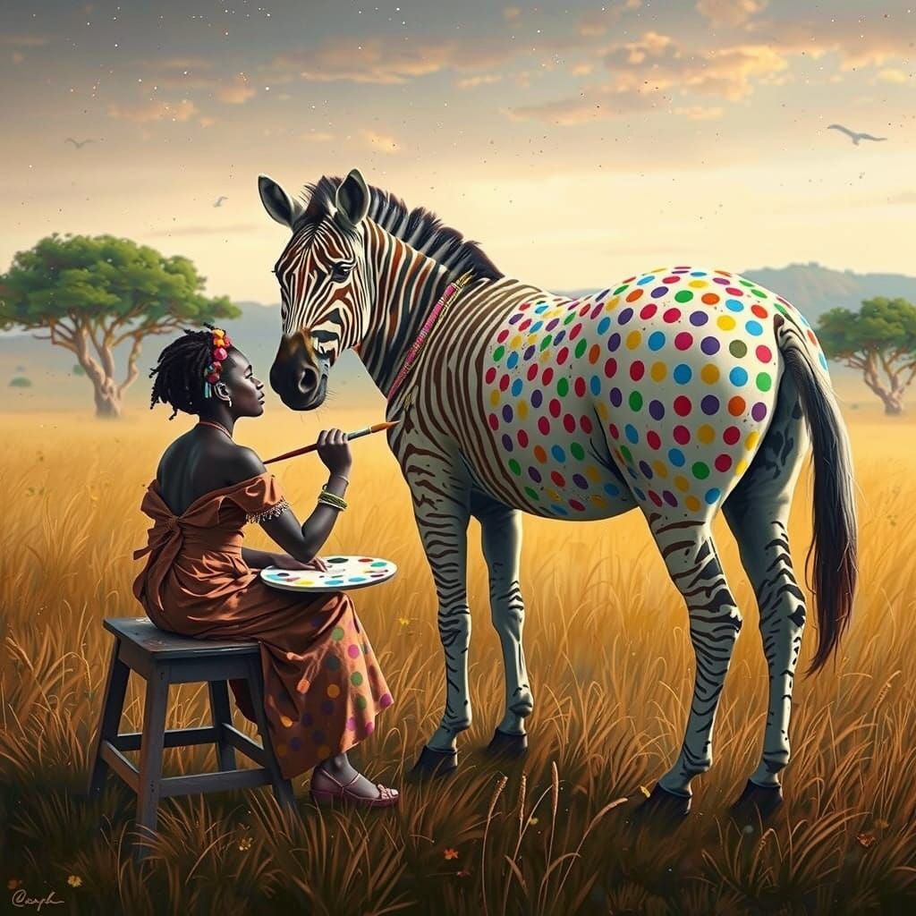 Polka Dot Fantasy: African Plains Action Portrait