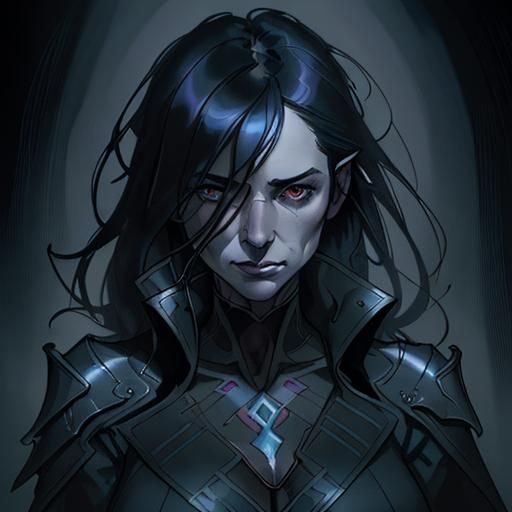 Ethereal Woman in Dark Blue Coat, Hyperdetailed Portrait