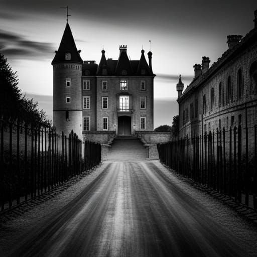 Ghostly Apparition in Castle at Night