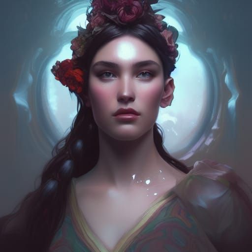 Persephone Portrait in Art Nouveau Style