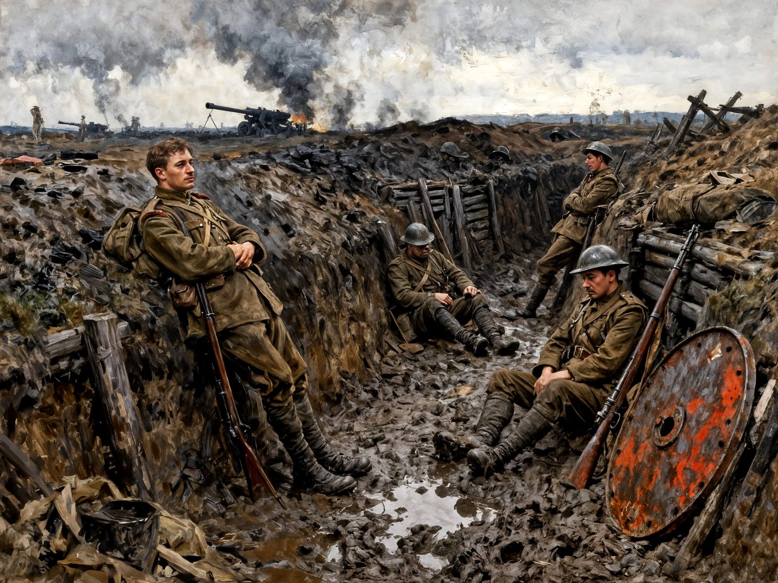 Soldiers in a 1916 Trench on the Western Front