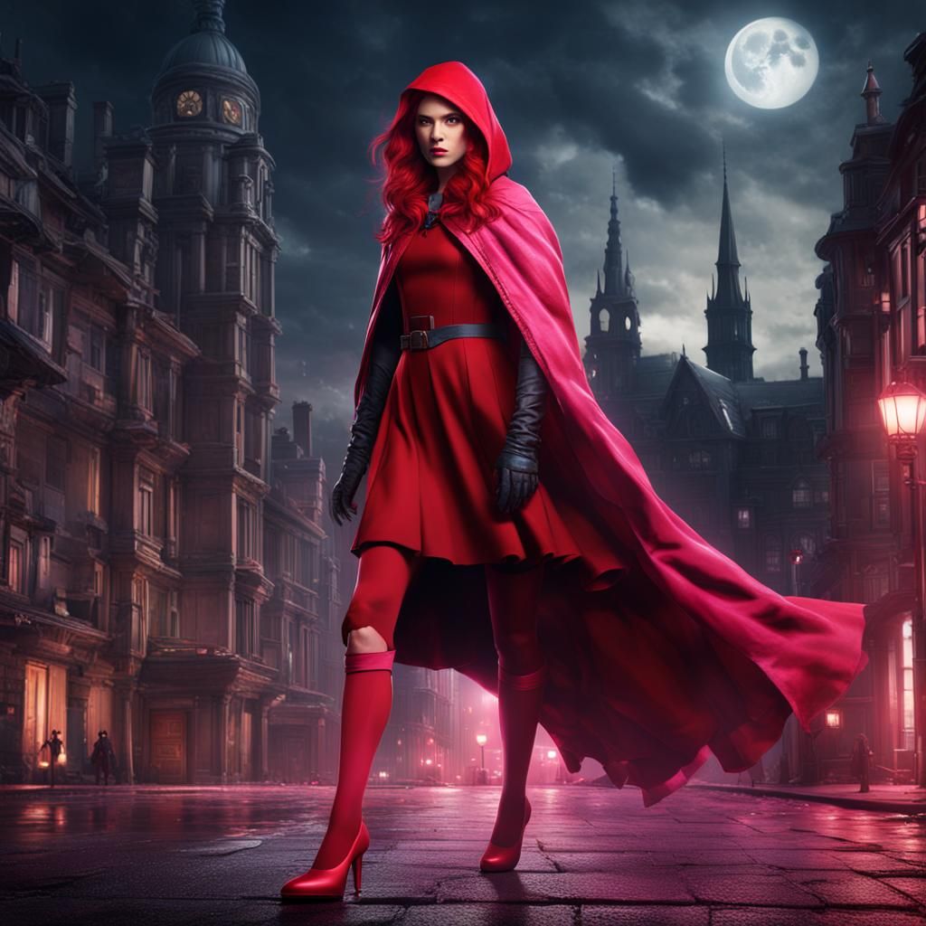 Rogue as Red Riding Hood in London, Digital Art