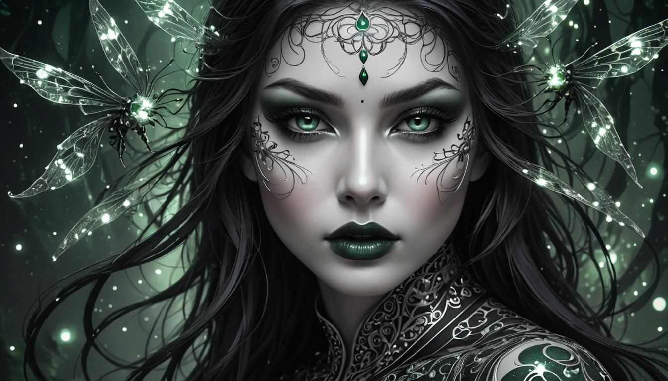 Ninja Babe with Fractal Makeup in Biomechanical Style