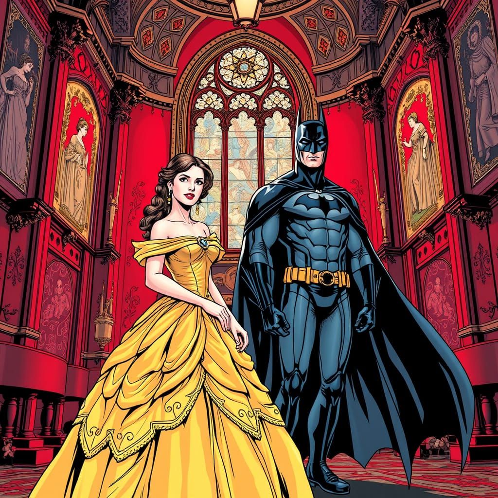 Princess Belle and Batman in Crimson Castle, Comic Art