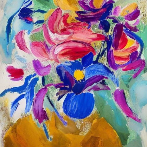 Whimsical Watercolor Blooms in Neo-Impressionist Style