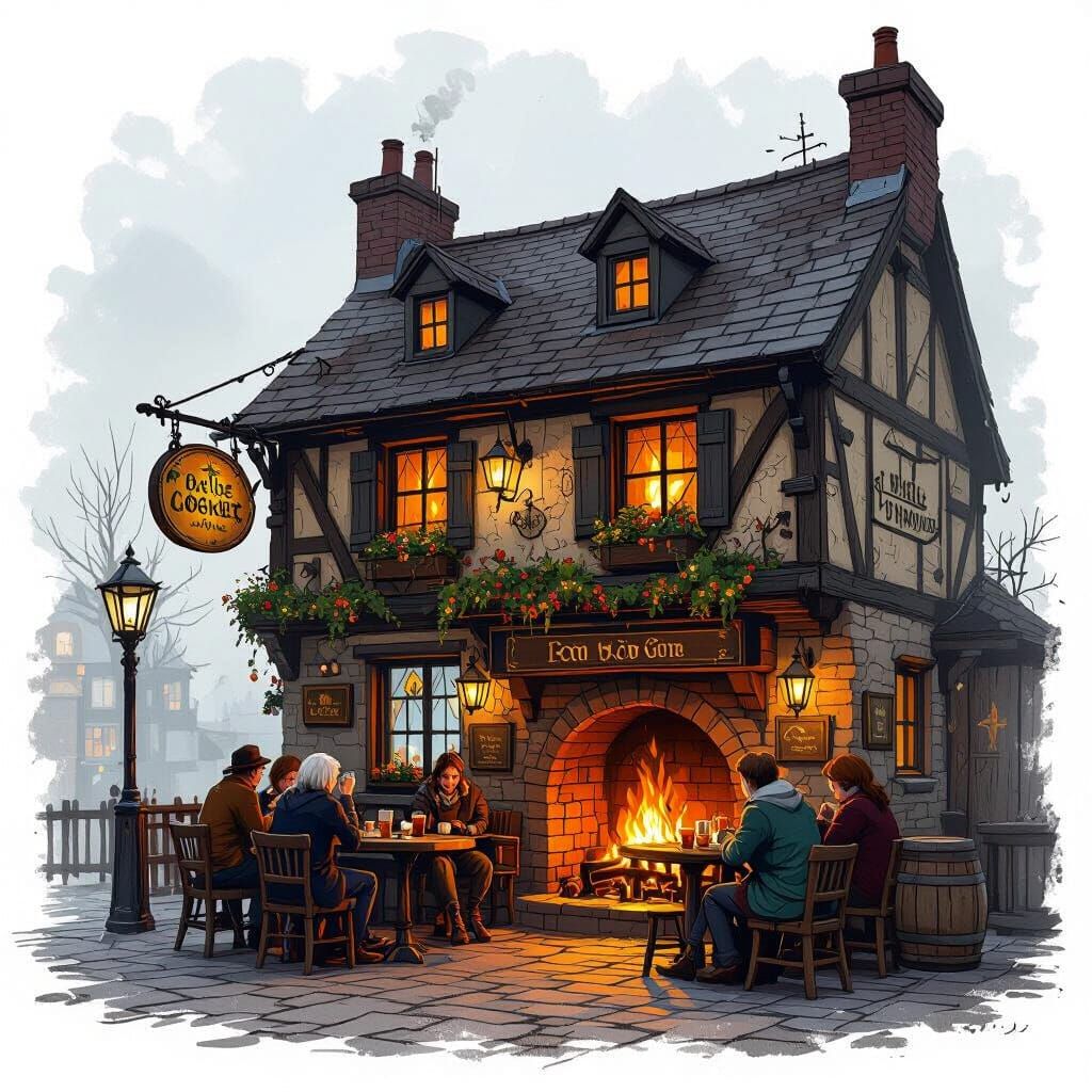 Cozy Irish Tavern with Crackling Fire