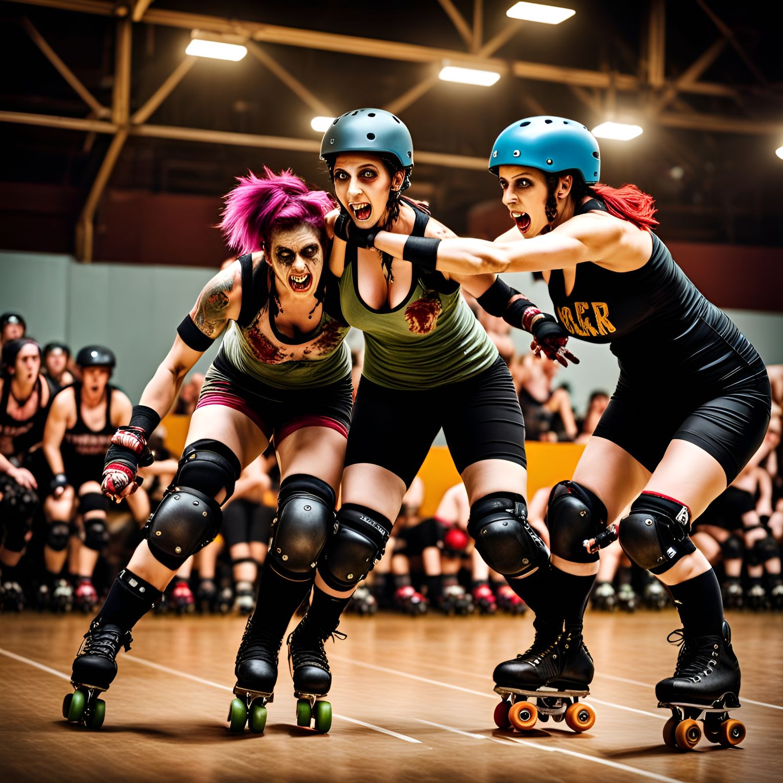 Zombie Roller Derby in Hyperrealistic Style