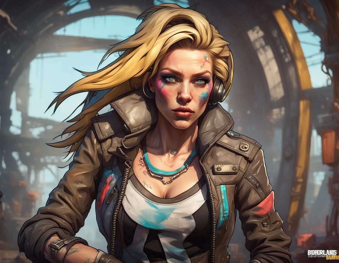 Glam Rock Bandit Leader Portrait in Borderlands Style