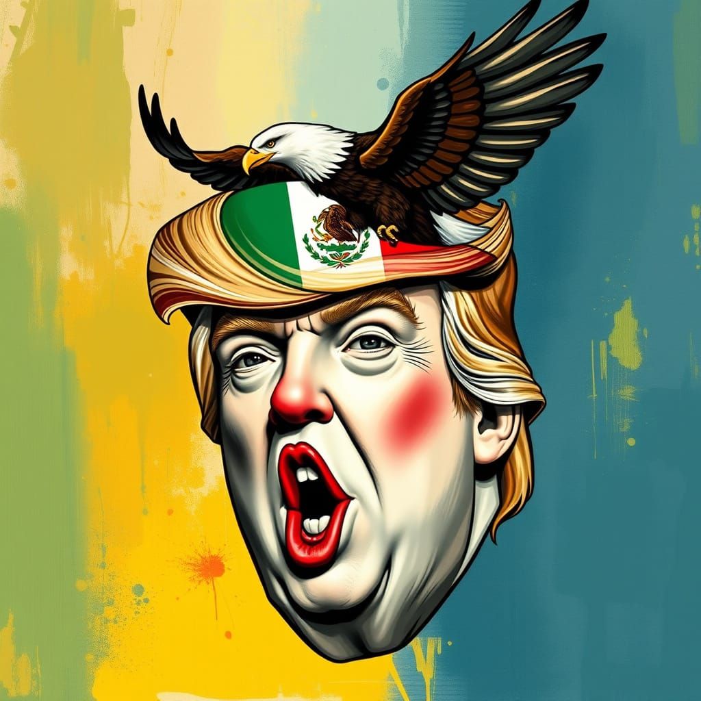 Abstract Art: Trump Clown with Eagle and Flag