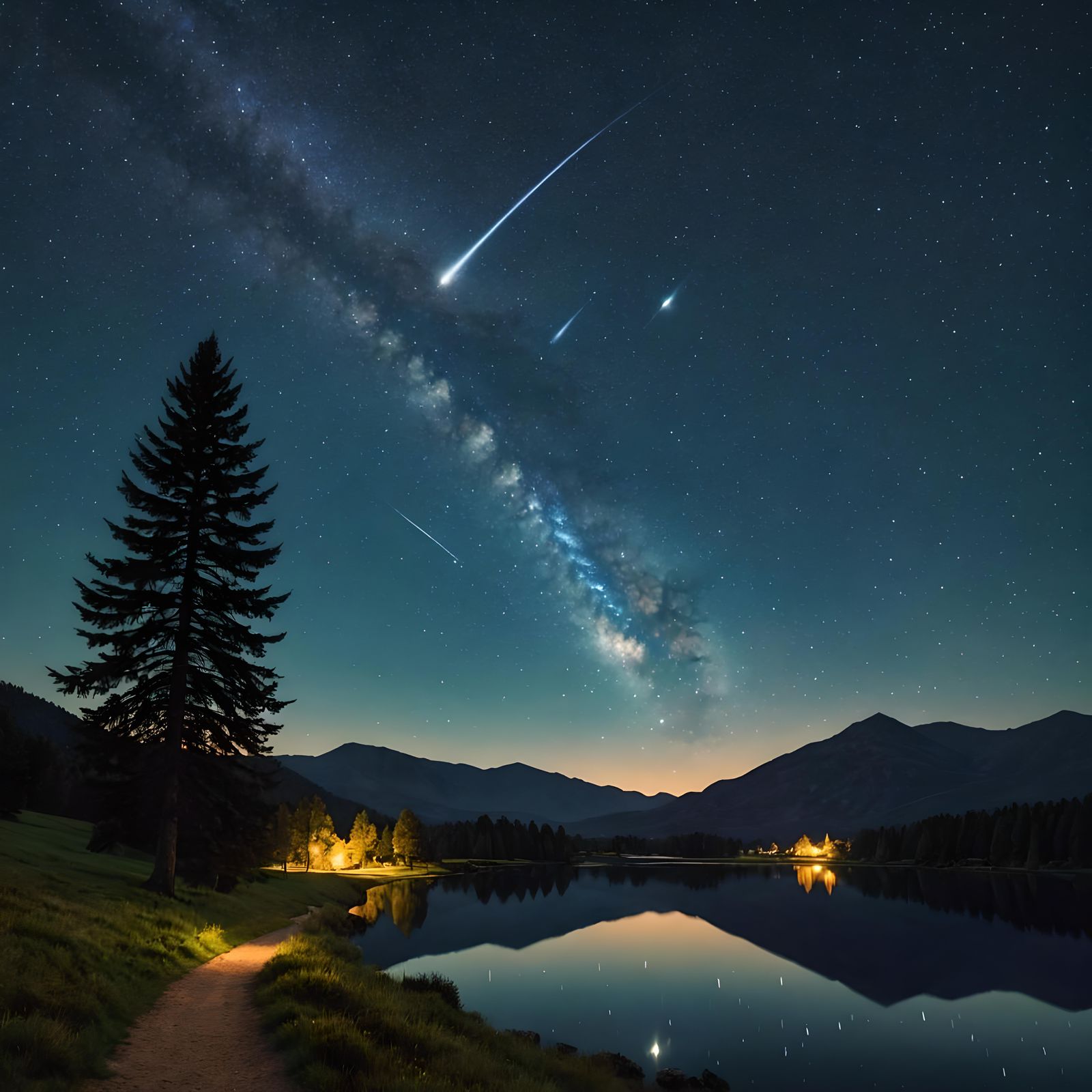 Starry Night with Comet: Digital Art