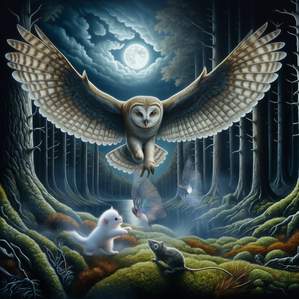 Giant Owl Swoops Down To Capture Tiny Kitten