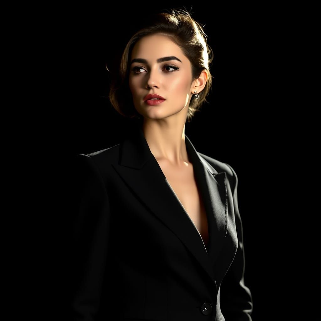 Elegant Woman in Surrealist Chanel Suit