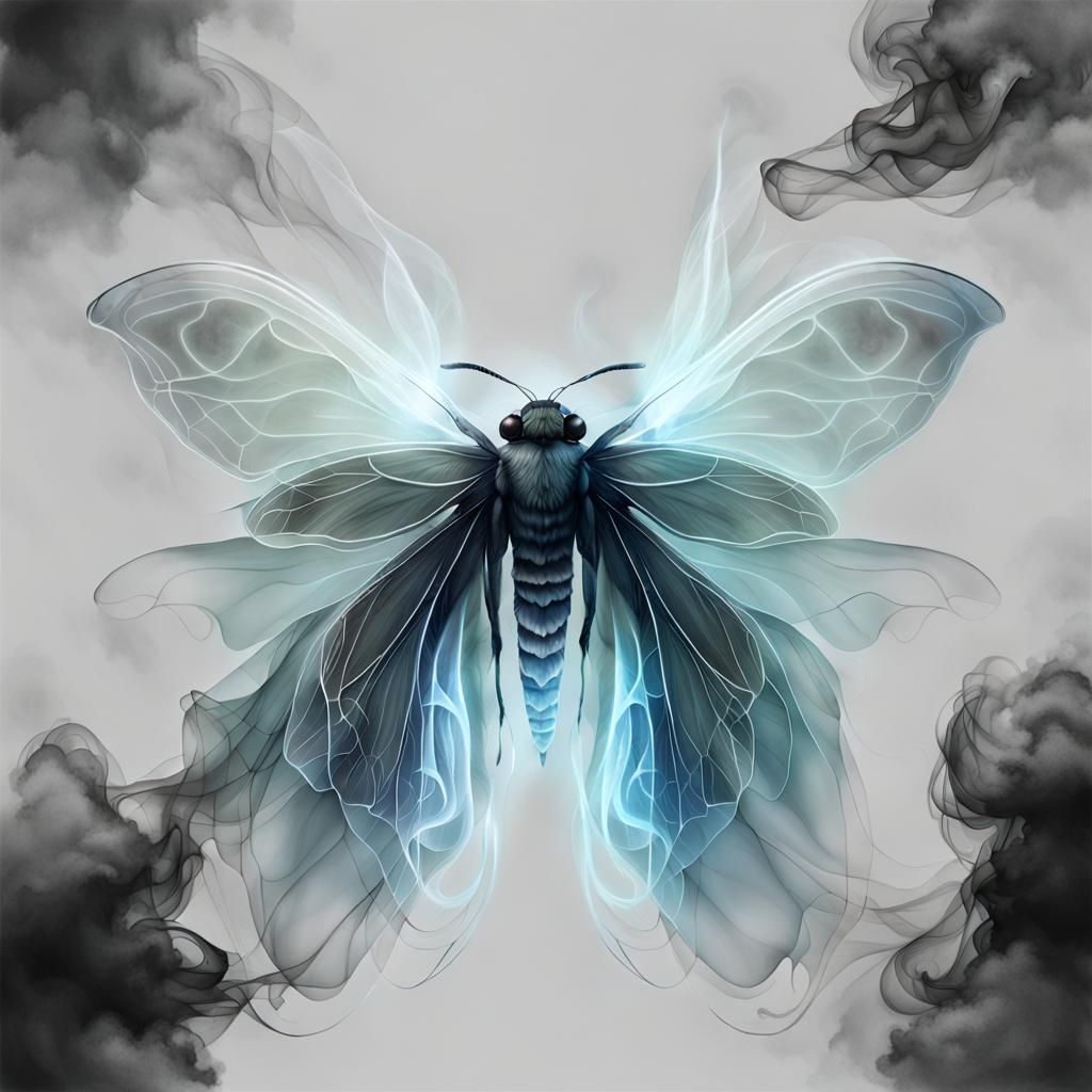 Ethereal Moth with Translucent Smoky Wings