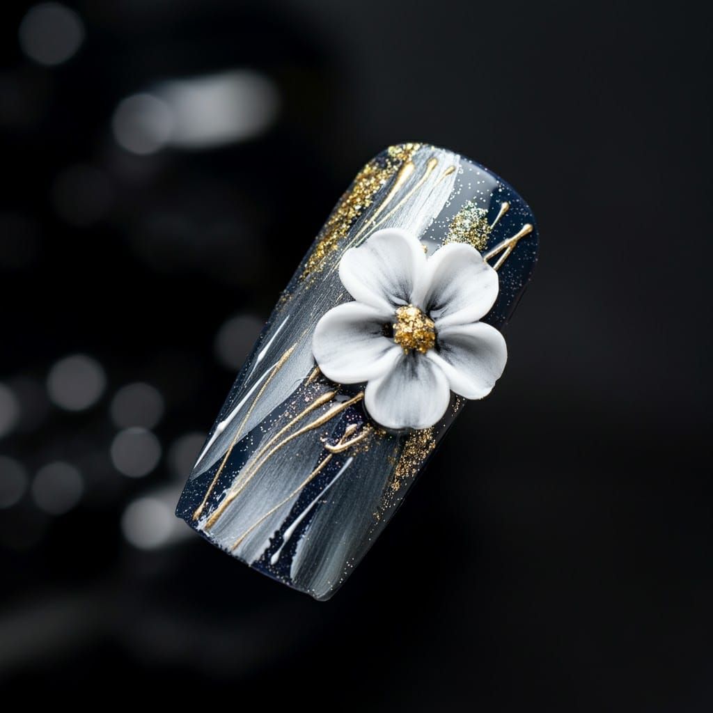 Opulent Floral Nail Art in Art Nouveau Style