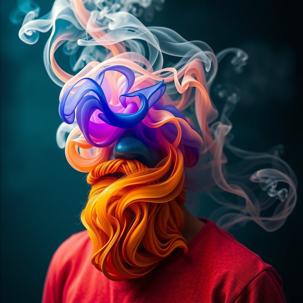 Whimsical Beard Made of Swirling Smoke