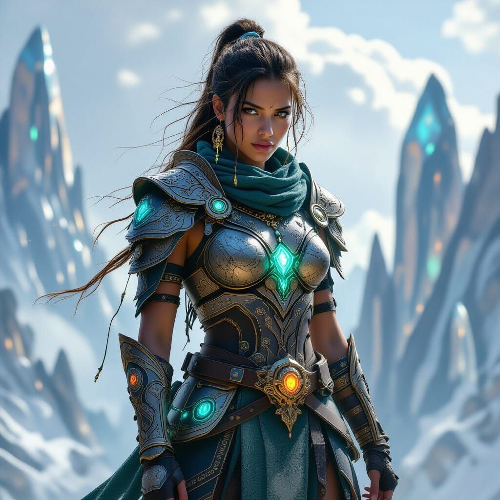 Warrior Woman on Crystalline Structure, Splash Art