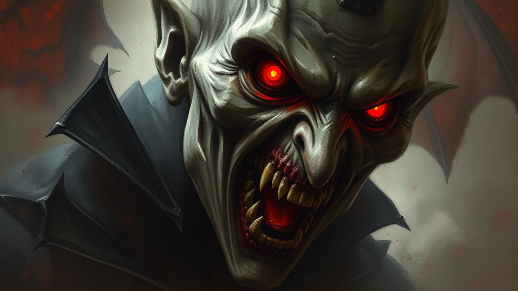 Terrifying Shadow Vampire in Ethereal Oil Painting