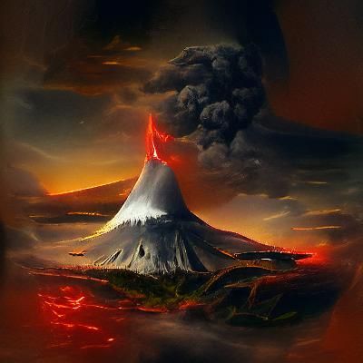 Volcanic Eruption in Post-Impressionist Style