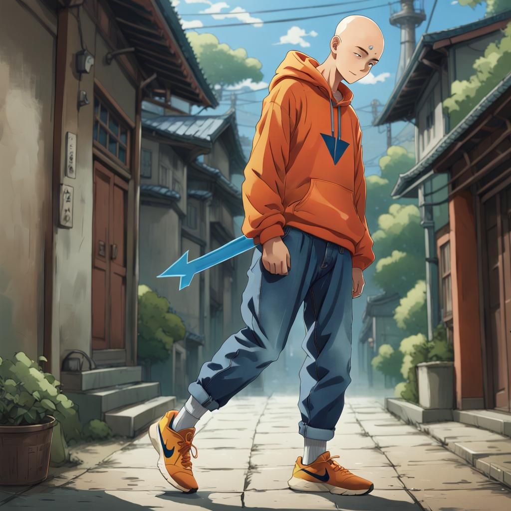 Anime Monk in Modern Clothes, Ghibli Style