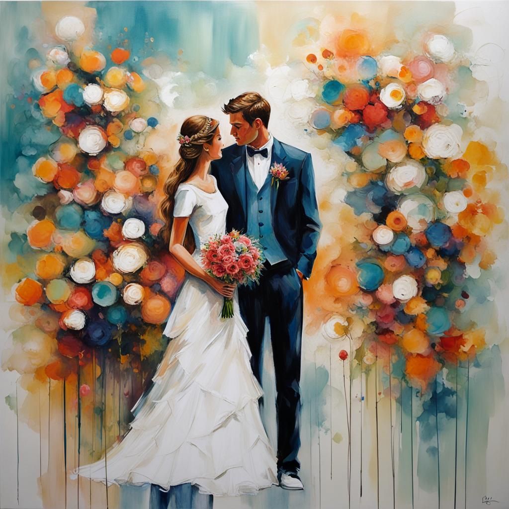Flower Girl at Wedding Proposal in Abstract Art