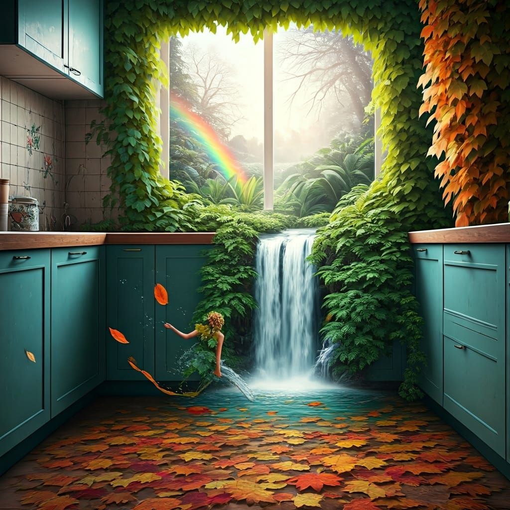 Surreal Four Seasons: Frozen Kitchen to Lush Jungle