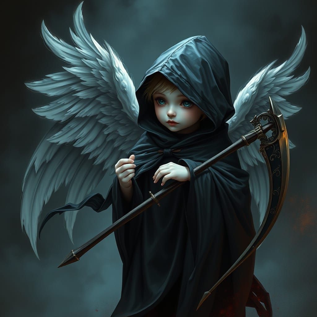 Dark Angel of Death in Mystical Hooded Cloak