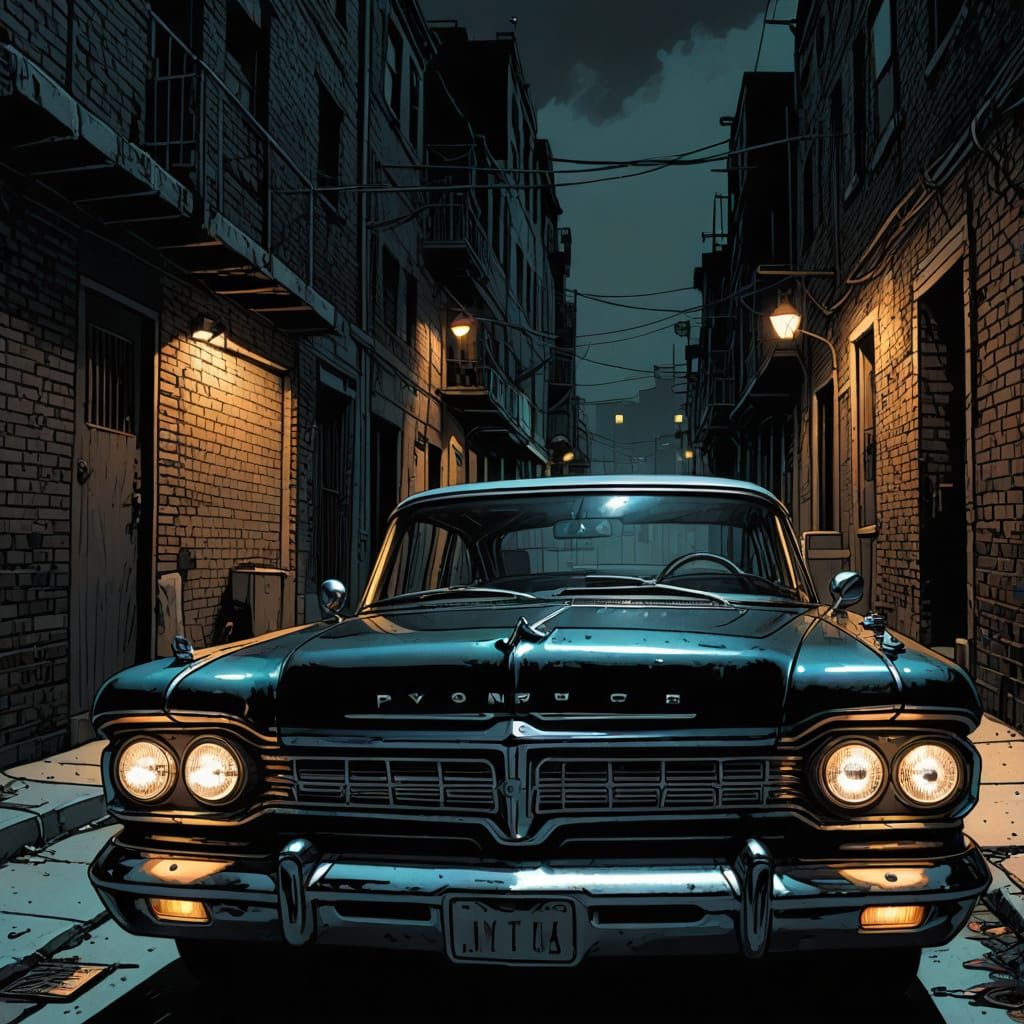 Neo-Noir 1958 Plymouth Fury in Dark Alley
