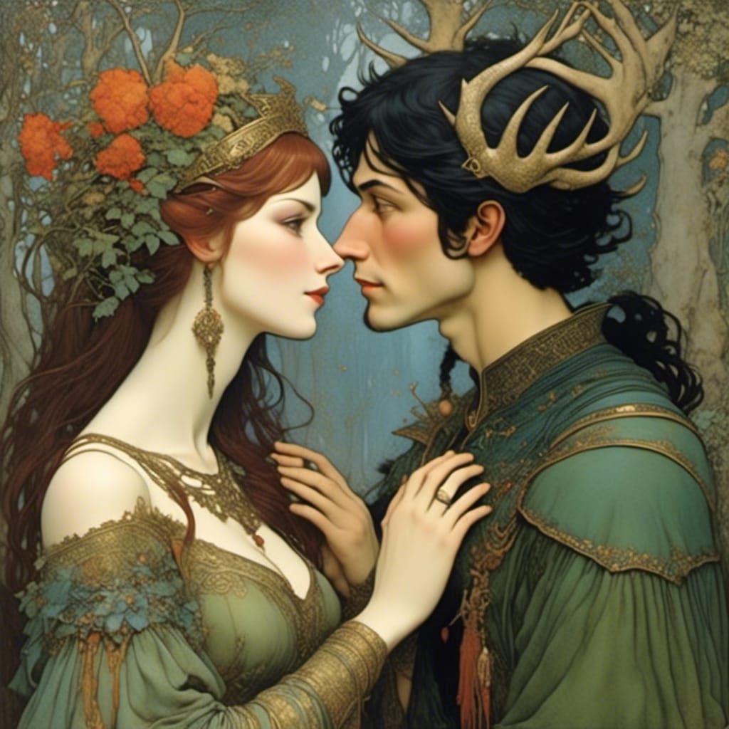 Passionate Lovers in Gouache Impressionism