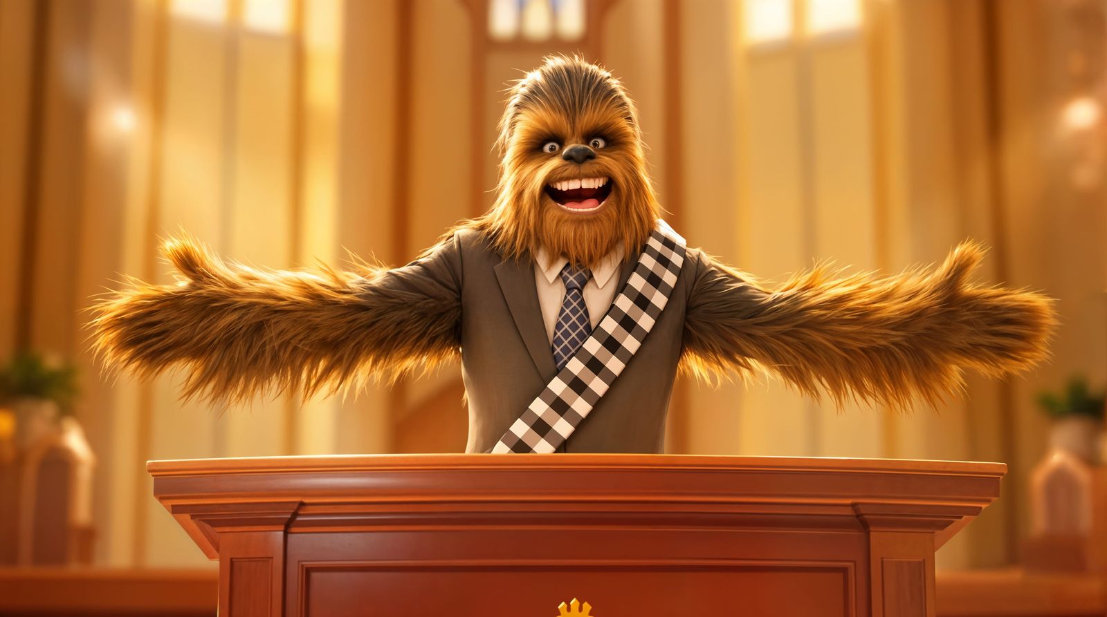 Chewbacca Preaches in LDS Chapel
