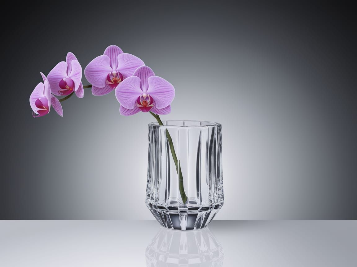 Elegant Crystal Vase with Pink Orchid