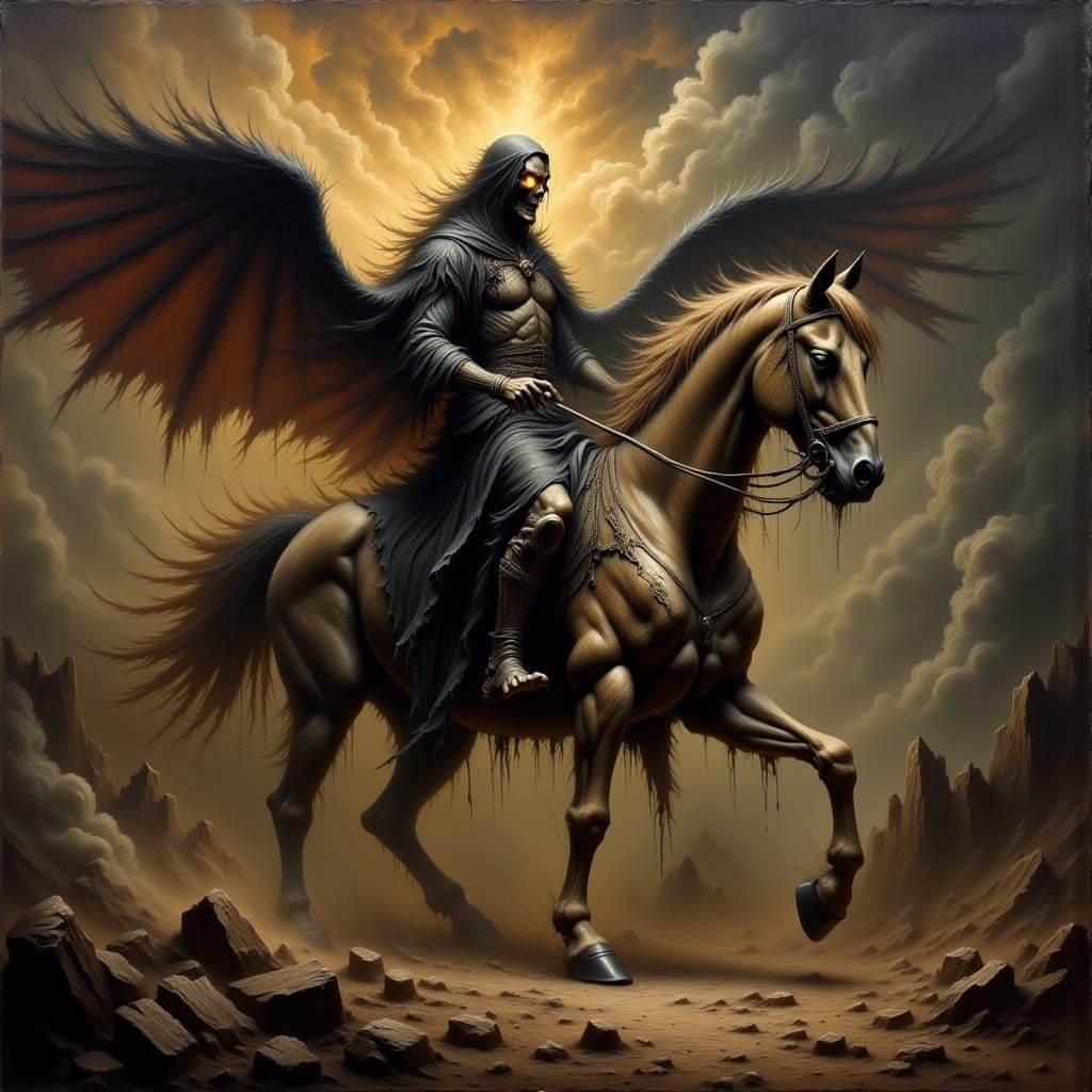 Evil God Rides Nightmare Steed in Dutch Golden Age Style