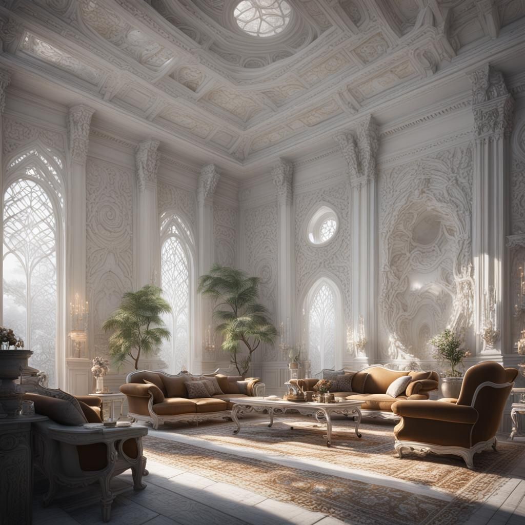 Minimalist White Room in Detailed Matte Painting Style