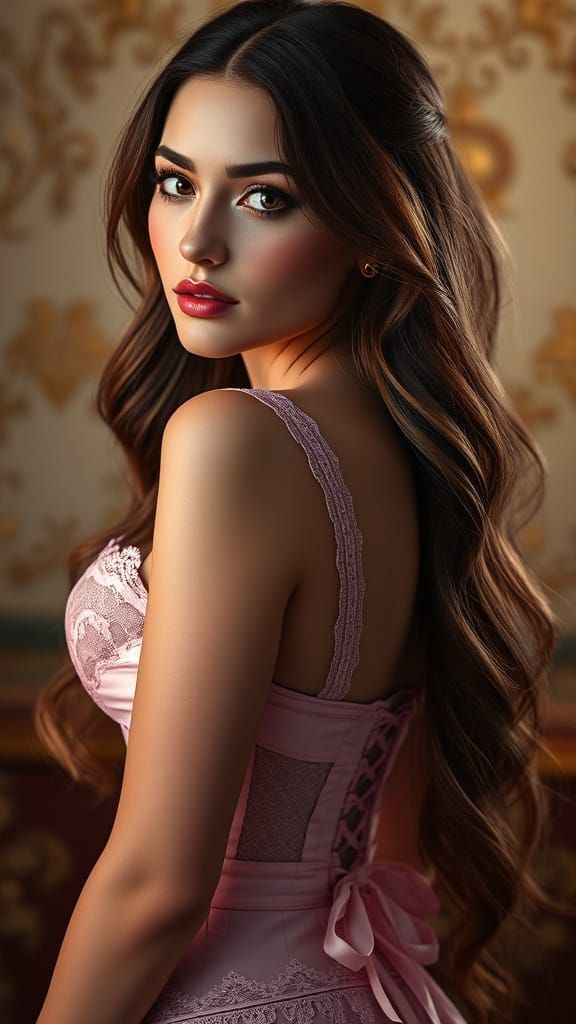 Ethereal Goddess in Lace Corset and Stockings