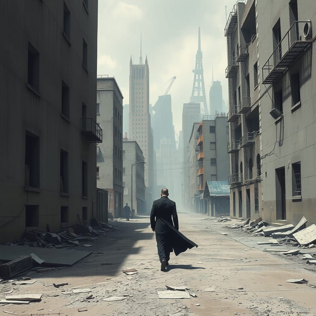 A Dystopian City in Monochrome Silence