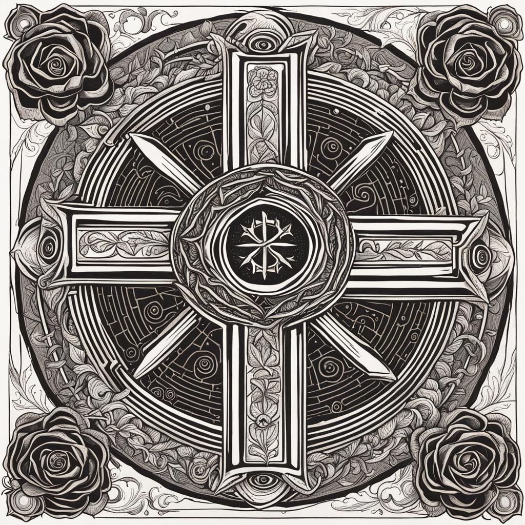 Hermetic Rose Cross Symbolic Illustration