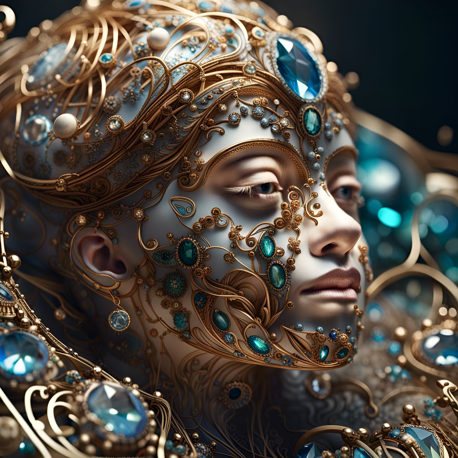 Ornate Faberge Figurine Portrait in Digital Art Style