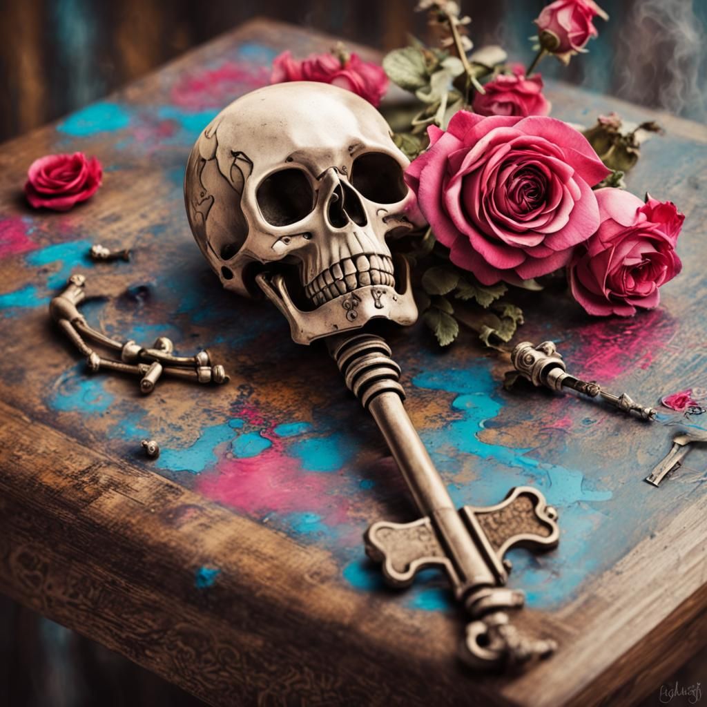 Victorian Skeleton Key with Graffiti Art
