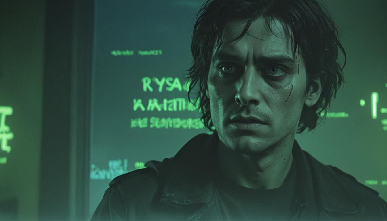 Rysa Reads a Screen in Moody Film Noir