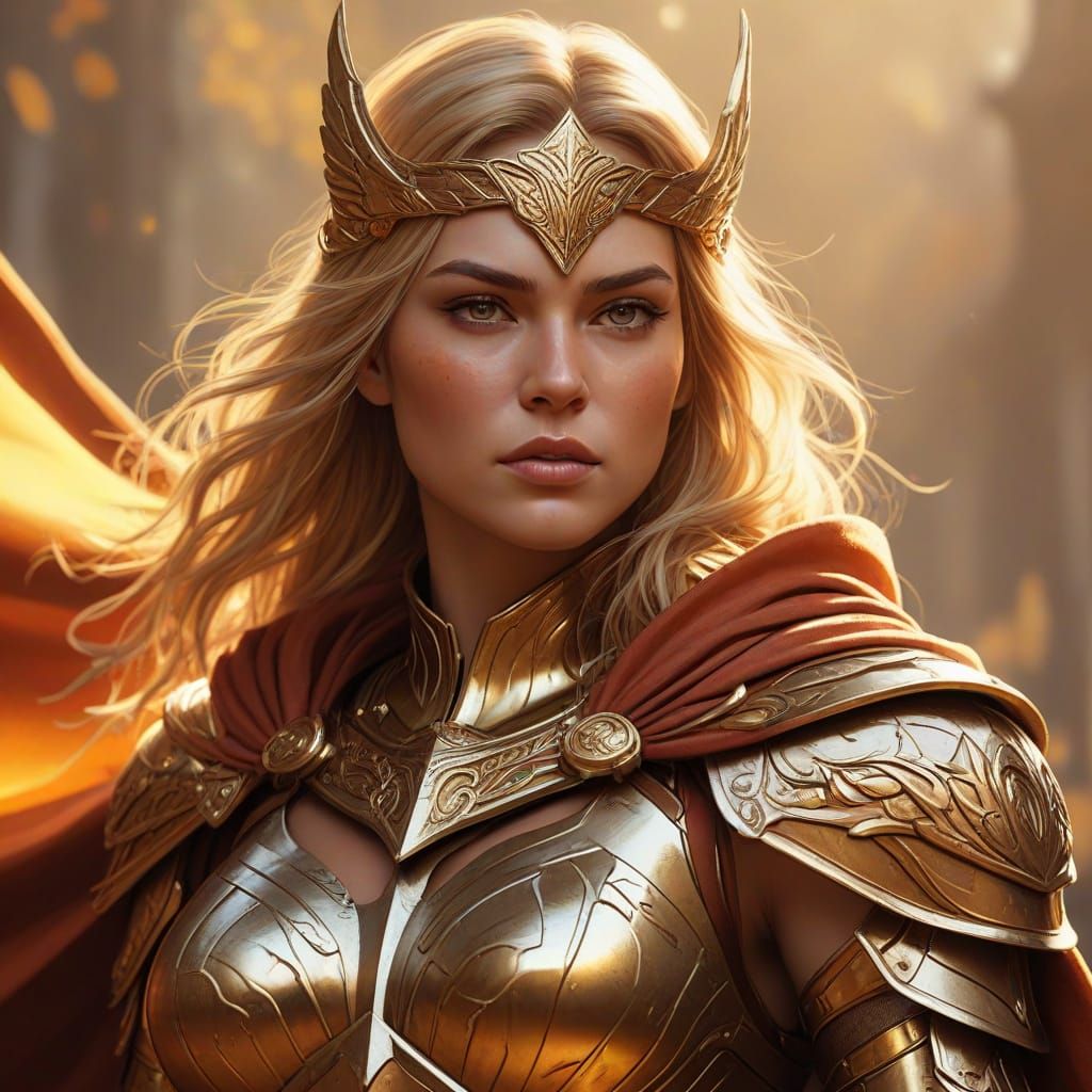 Valkyrie Woman Ready for Battle in Comic Book Style