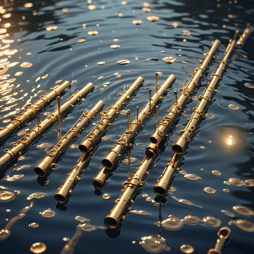 River of Melody: Hyperrealistic Flutes in Digital Art